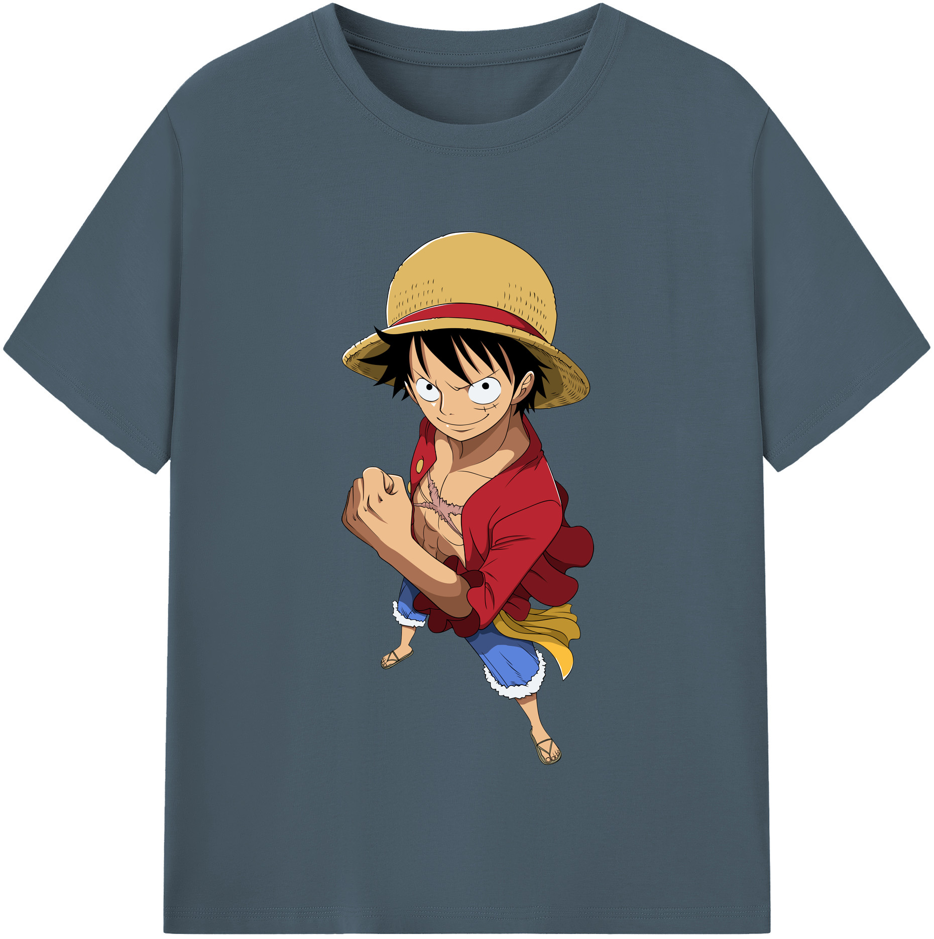 ワンピース モンキー・D・ルフィ ONE PIECE Monkey D. Luffy 綿100％半袖Tシャツ（フロントプリント）